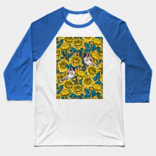 Rose flowers and goldfinch birds Baseball T-Shirt